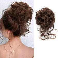 Curly Real as human Messy Bun Hair Piece Scrunchie Updo Natural Hair Extensions