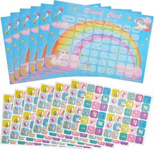 Rainbow Unicorn Reward Chart Set with 360 Stickers for Kids
