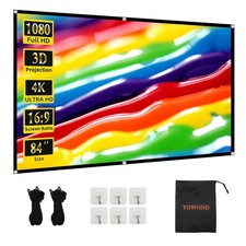 Projector Screen 84 inch, -and Foldable Projection Screen 16:9 HD 4K Portable...