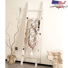 Wooden Blanket Ladder 6 Tier Freestanding Rustic Decor Ladder Throws Towels New