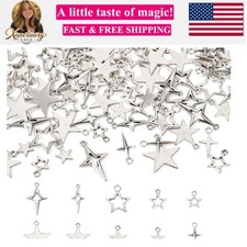 Tibetan Star Charms Silver Hollow Pentagram Pendants Metal Star Charms Hollow...