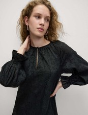 Marks & Spencer Womens Smock Mini Long sleeved Dress in Black - M&S