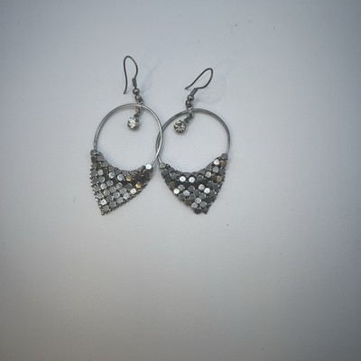 Y2K Dangle Earrings, Silver, Disco,