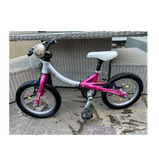 littlebig Kids Bike Pink Silver 14in Wheels Aluminium V-Brake Reflectors