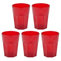 5X Kunststoffbecher Rot Trinkbecher Plastik Trink-GläSer Mehrweg 0,25L