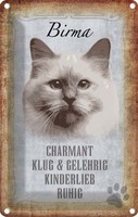 Blechschild 30X20 Cm Birma Katze Klug Deko Geschenk Metall Schild