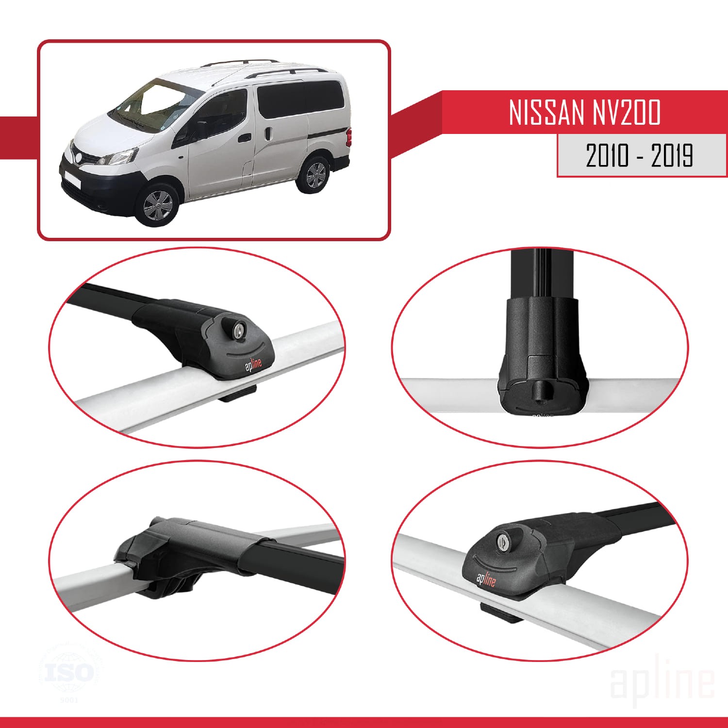 Barres de toit galerie Nissan NV200 M20 2010-2019 aluminium ACE-1 - 4