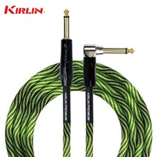 Kirlin 10FT Wave Woven 1/4" Straight-Right Angle Instrument Cable Black/Green