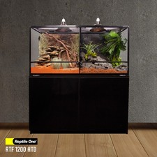 Reptile One 1200HTD  Divided Vivarium & Black Cabinet w/ Hinged Doors 120x45