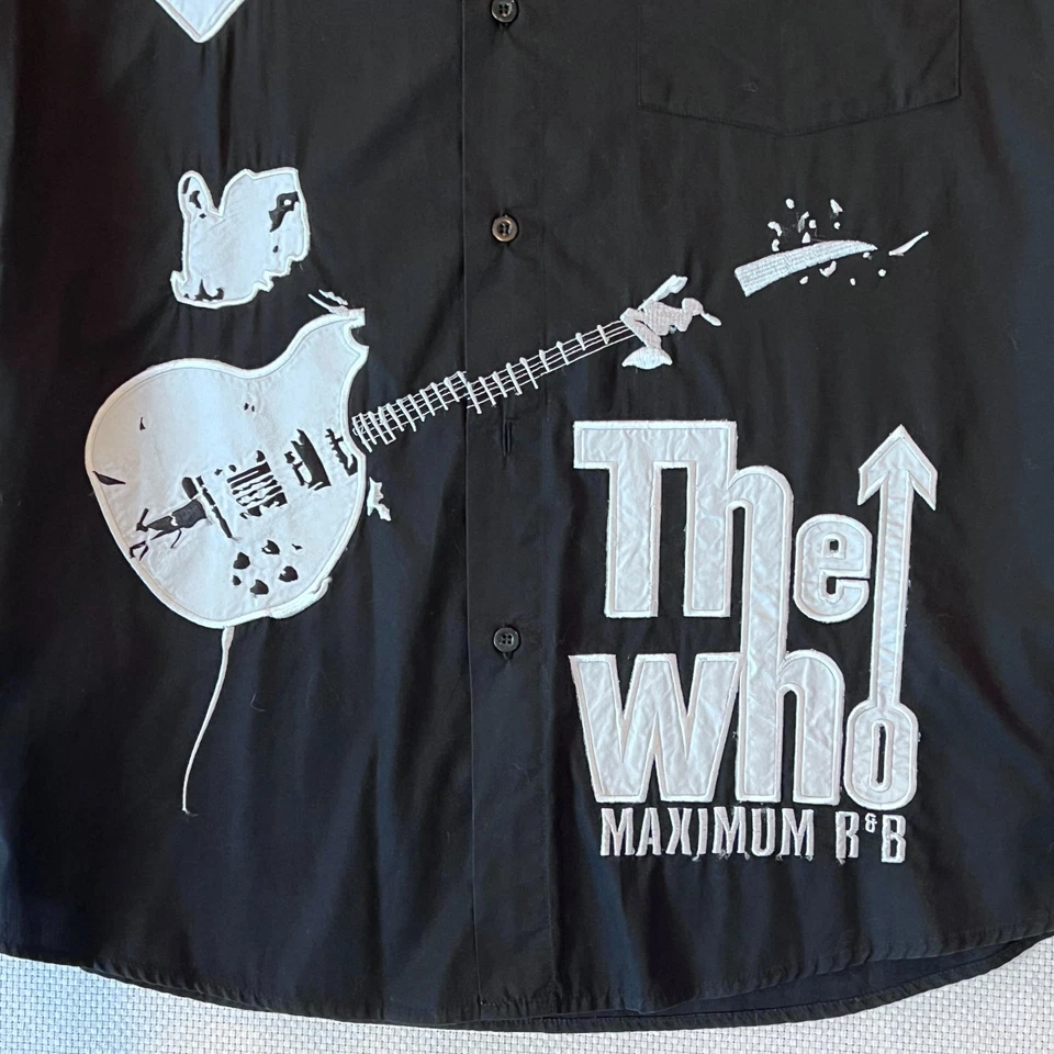 Camisa The Who Bordada Manga Larga Grande Negra Abotonada Rock Clásico - LEER Foto 2 de 4