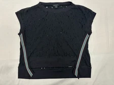 Koral Ilana Kugal Women’s XS Top Black Distressed Organic Hemp Cotton SS Shirt