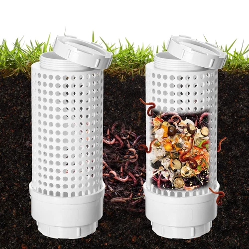 2 Pcs Inground Worm Composter Outdoor Farm Compost Bin Reducing Food Waste Co...