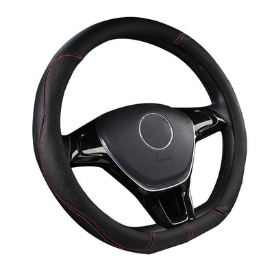 D Cut Steering Wheel Cover, Universal Microfiber Leather Breathable BLACK 