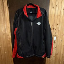 Elevate Mens XL Softshell Jacket Black Red Fu...