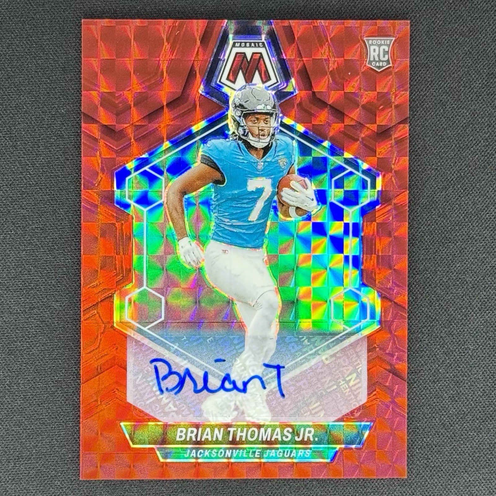 /199 Brian Thomas Jr. 2024 Panini Mosaic Rookie Auto Red Prizm RC Jaguars BTJ 🔥