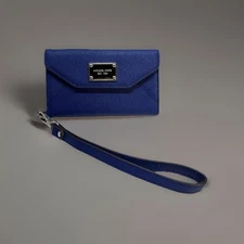 Michael Kors Womens Blue Wristlet Wallet Phone Holder