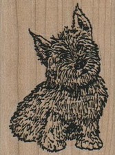 Terrier Dog/Small 1 3/4 x 2 1/4" Rubber Stamp, Animal Stamp, Dog Stamp, Terrier