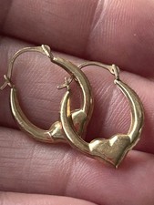 14k Gold Heart Hoop Earrings
