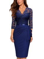 Miusol Retro V-Neck Floral Lace Cocktail Party Dress
