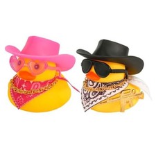 2pcs Rubber Duck Car Ornaments, Funny Ducks Car Dashboard Rose red black