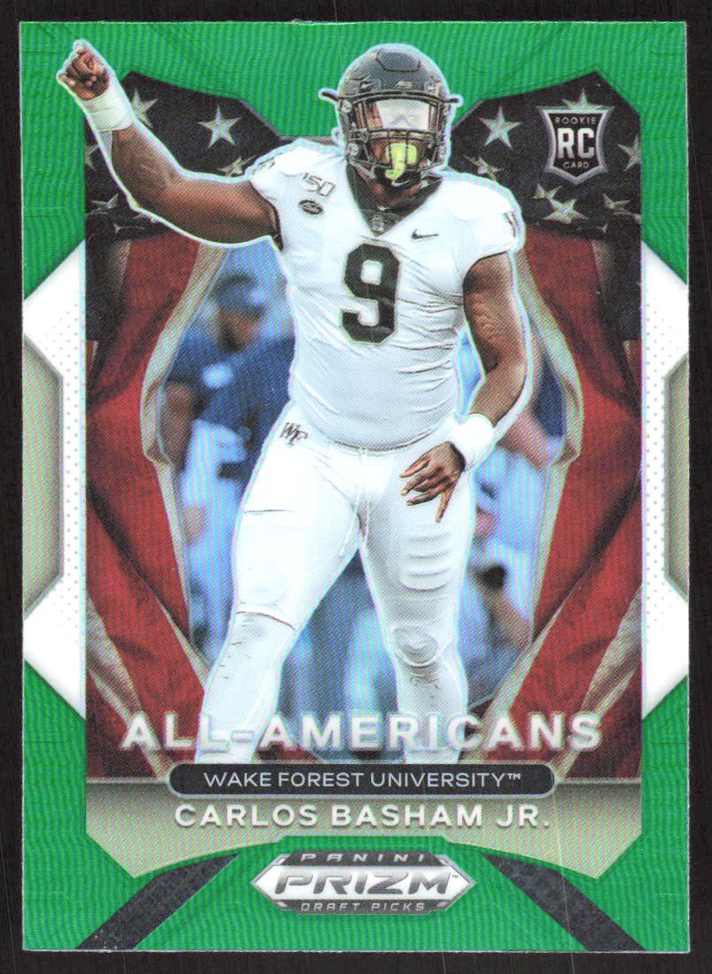 2500H 2021 Panini Prizm Draft Picks Collegiate #197 Carlos Basham Jr. Green