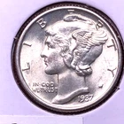 1937    Philadelphia Mint  Silver Mercury Dime in Uncirculated  Condition FSB