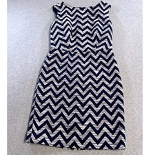 The Limited Chevron Dress Womens Size 2 Navy White Sleeveless Career Work Office