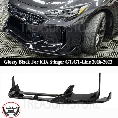 For KIA Stinger GT 2018-23 Glossy Black AD Style Front Bumper Lip W/Side Winglet