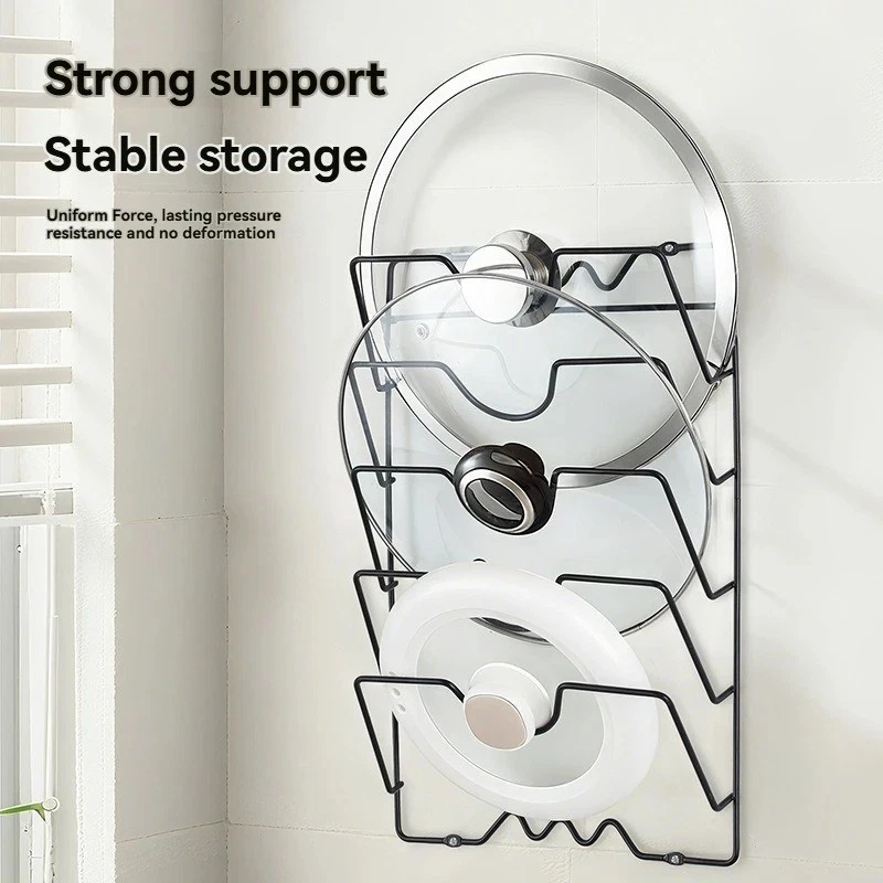 Wall Mounted Pot Lid Rack 5 Tier Kitchen Organizer Pan Cover Holder Shelf
Opens in a new window or t