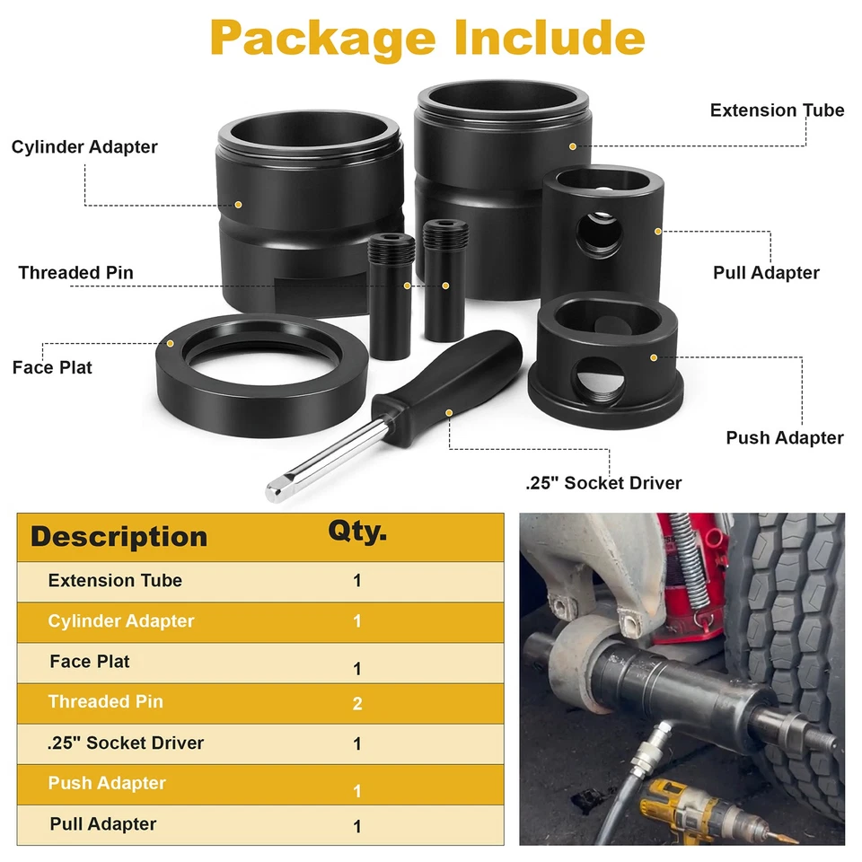 Kit de servicio adaptador de extracción de pasadores y bujes 15012 - Herramienta profesional para pesados Foto 3 de 4