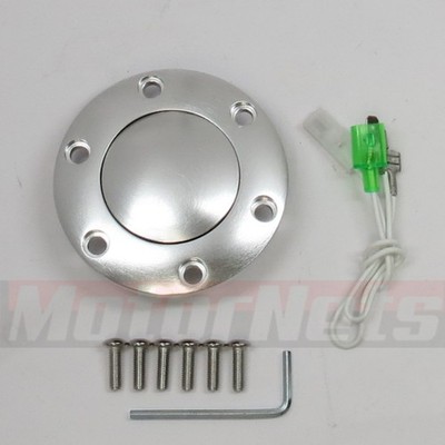 Billet Horn Button for 6 Hole Steering Wheel Bolt & Wire Brushed Finish Custom 