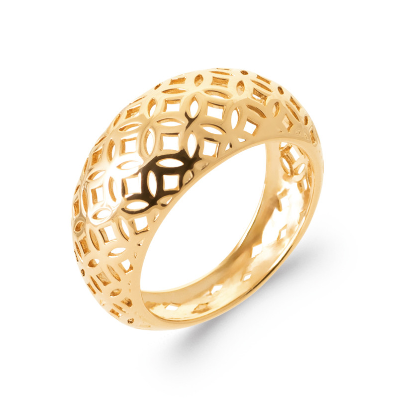 Bague jonc bombée ajourée dentelée, le bijou idéal pour illuminer vos tenues d'été