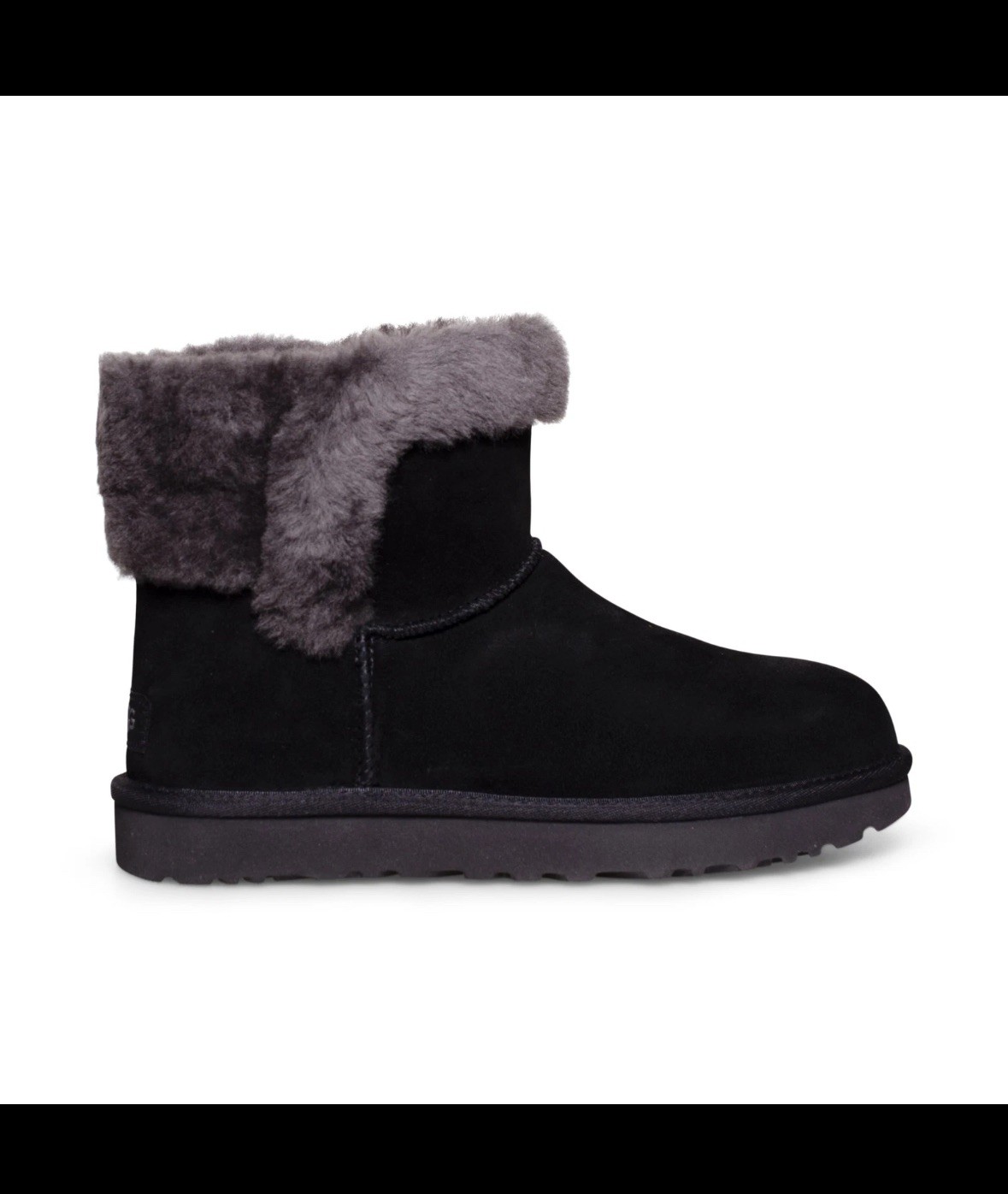 Ugg Saniya Shearling Mini Black Suede Sheepskin Ankle Women's Boots Size Us 7