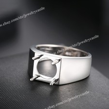Sterling Silver 925 Men's Jewelry Semi Mount Ring Round 10mm Party Prong Setting