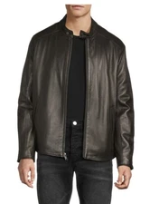 Marc New York Men's Black Leather Jacket Quilted Lining Size L