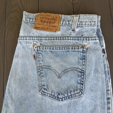 VTG Levis 505 Orange Tab Jeans Mens 38x30 Straight Leg Light Wash Blue USA Y2K