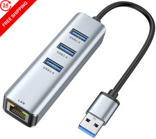 USB 3.0 to Ethernet Adapter,ABLEWE 3-Port Hub with RJ45 Grey