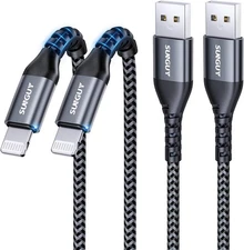 USB-A to Lightning Cable 1FT, 2Pack [MFi Certified] USB Grey 