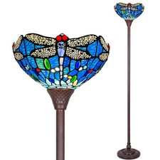 Capulina Tiffany Lamp Stained Glass Torchiere Floor Lamp 70 Inches Tall