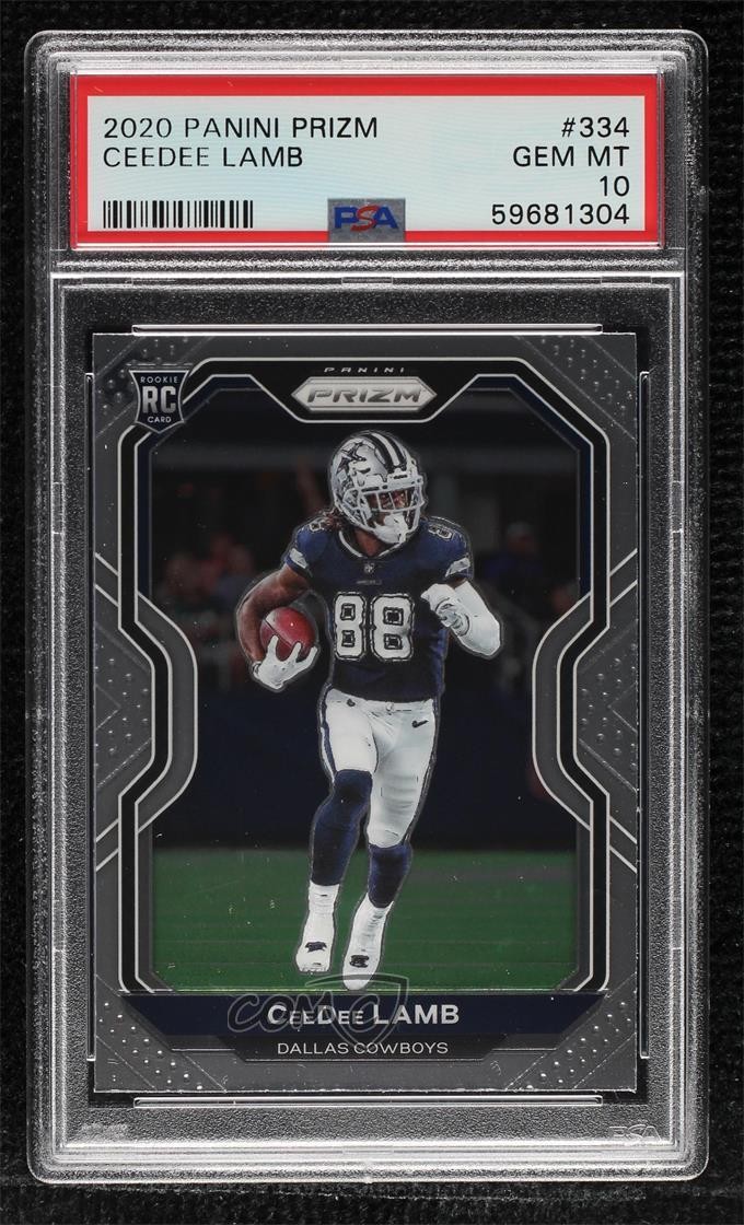 2020 Panini Prizm Rookie CeeDee Lamb #334 PSA 10 GEM MT Rookie RC 7fj