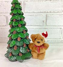 Christmas Teddy Bear Brown Tiny Miniature 4.5" Vintage Plush Santa Hat Plaid Bow