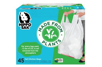 Hippo Sak - Plant Based Tall Kitchen Garbage Bags with Ergonomic Handles - 13 Ga