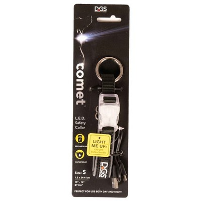 DGS Comet LED Rechargeable Light Up Dog Collar   Small Black Nylon