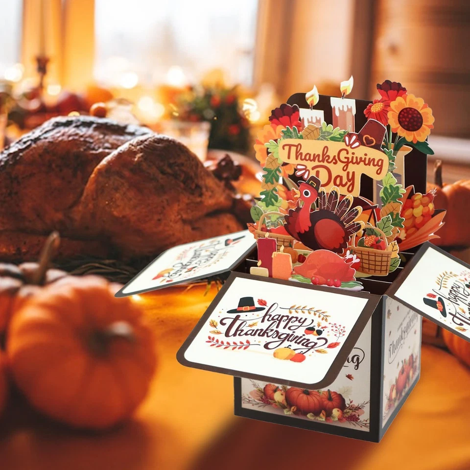 Thanksgiving Pop-Up Turkey Card - Autumn Harvest Greeting Card With 3D Design US - Image 3 of 4