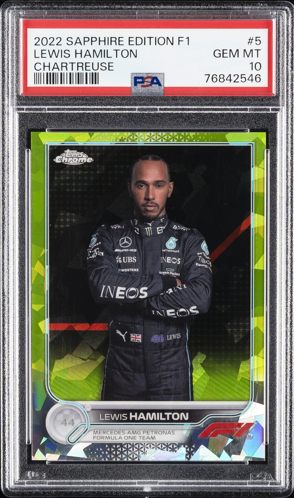 2022 TOPPS CHROME FORMULA 1 SAPPHIRE EDITION #5 LEWIS HAMILTON 12/199 PSA 10