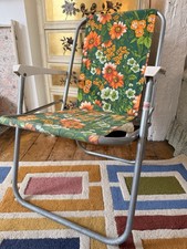 Vintage 1970s Folding Flower Power Garden Chair Festival Camping Mid Century