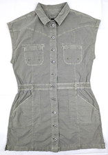 American Eagle Lightweight Denim Sleeveless Button Dress Women L (34x34) Green