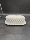 Vintage Fenton Hobnail Milk Glass Covered Butter Dish With Scalloped Edge RARE!