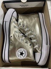 Size 8 - Converse Chuck Taylor. Color-Metallic Light Gold/White.