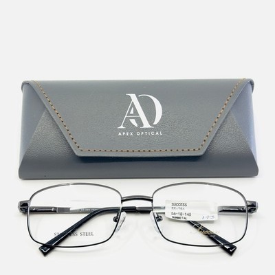 SUCCESS SS-286 GUNMETAL Rectangle Full Rim Eyeglasses 56-18-145 B:37